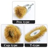 Hiqalty 6PCS Brass Wire Wheel Brush Kit for Drill,Crimped Cup
