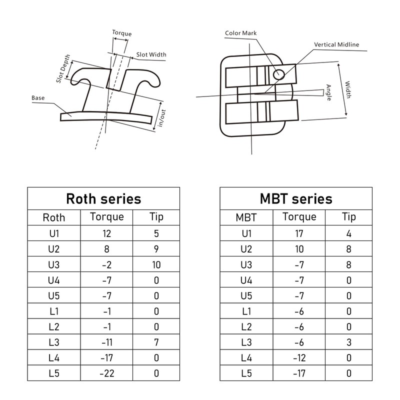 YYING 5 Packs Orthodontic Metal Brackets Dental Braces Mini MBT