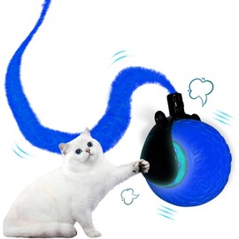 Interactive Cat Ball Toy, with Cord Imitation Mouse and 2 Speeds, Obstacle Avoidance Smart Cat Toys, Smart Self Rolling Toys for Bored Indoor Adult Cats, Enrichment Toy(Blue)
