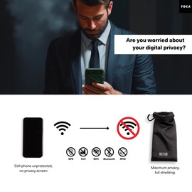 TOCA No Signal Sleeve - RFID Blocking Faraday Bag, Keyless Go & Smartphone/Laptop Protection, Data Privacy Shield, Water-resistant, Compact Black