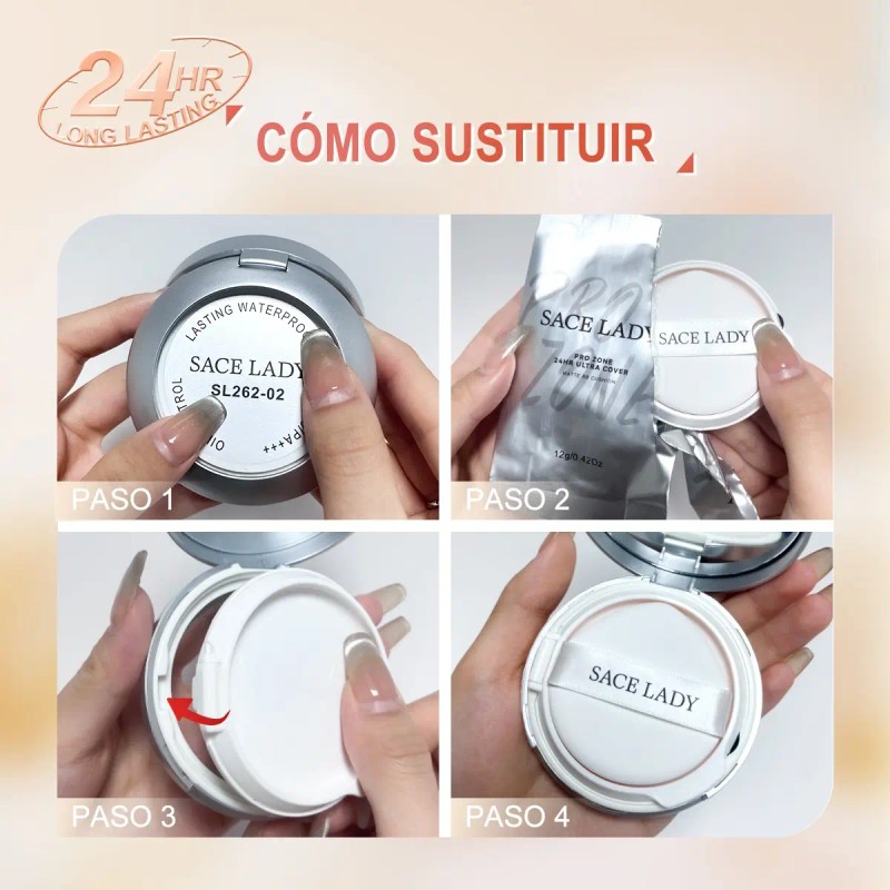 Sace Lady Base Maquillaje Cushion Alta Cobertura 24h Fbs30
