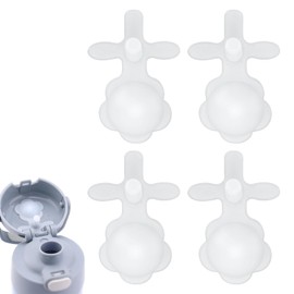 4pcs Replacement Stopper for Thermos Funtainer 16oz Stainless Steel Vacuum Insulated Bottle, Silicone Lid Plug with Flower Style Replacement Parts for Water Bottle (Transparent)