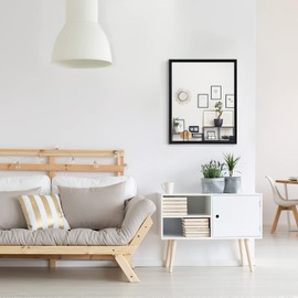 CRUGLA 2 Packs 16x20 Rectangle Wall Mirrors Black Hanging Mirror for Bathroom, Living Room, Bedroom