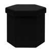 PINPLUS Linen Hexagon Storage Ottoman, Foldable Fabric Footstool with Lid,