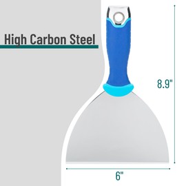 Bates- Putty Knife, 6 Inch, Carbon Steel, Flexible, Metal Scraper with Hammer End, Spackle Knife, Drywall Spackle, Metal Paint Scraper Tool, Putty Knife Scraper, Wall Scraper, Putty Scraper