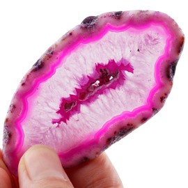 Nupuyai 10 pcs Rose Undrilled Agate Light Table Slices, Irregular Polished Geode Agate Slab Cards for Home Wedding Party Decor