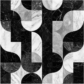 Nuxovilar Matte Black White Grey Peel and Vinyl Flooring10-Pack, Stick Floor Tile, 12x12 inch Self Adhesive Waterproof Flooring Wood Planks for Kitchen,Bedrooms