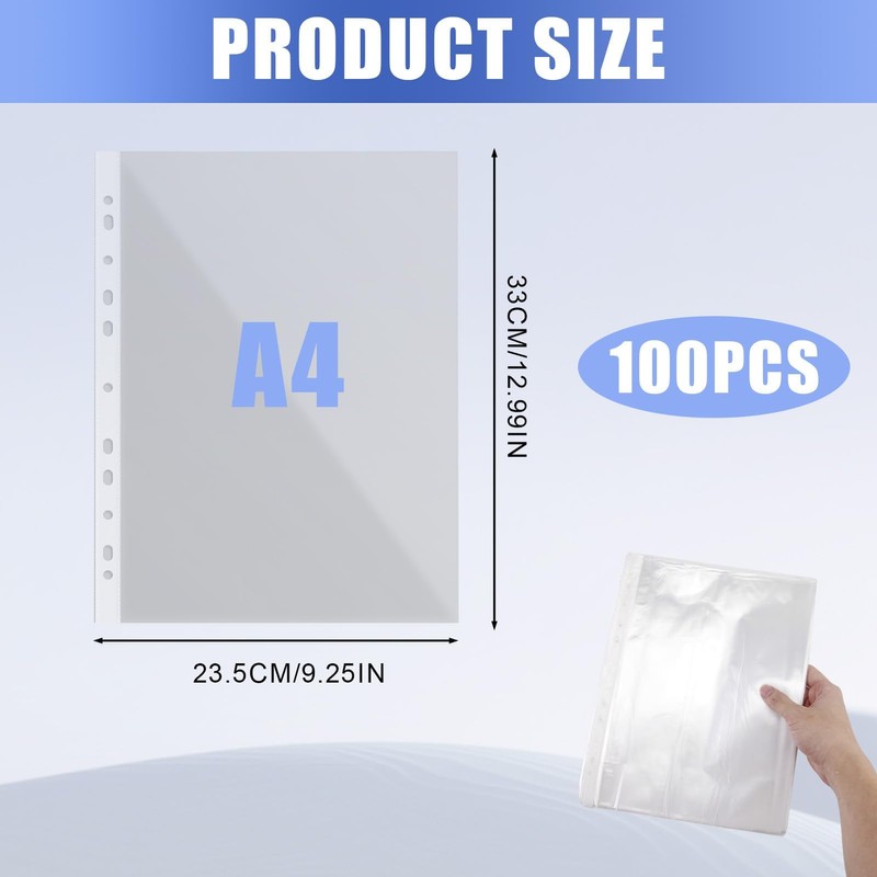 High Quality Set of 100 Clear A4 Recyclable Plastic Document