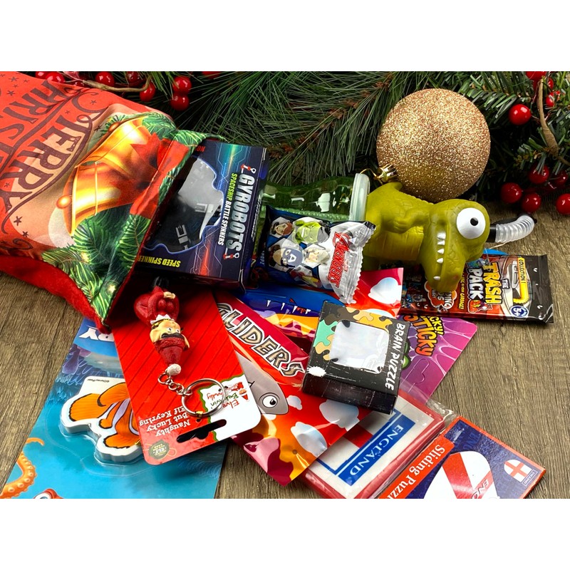 Boys Pre Filled Christmas Stocking Stuffed With 12 Novelties &