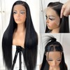 MITIMES 13x6 Long Straight Lace Front Wigs Natural Black Glueless