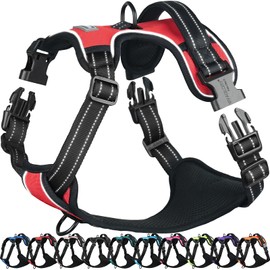 VIVAGLORY Easefit No Pull Dog Harness with Handle & Front Clip, No Pull & Heavy Duty for Puppy Pet, Dog Harness for Training & Walking, XS, Red