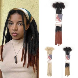 Lounoke12 Inch 40 Strands Loc Extensions Human Hair, 0.6cm Pencle Size Dreadlock Extensions Human Hair for Women Men Kids Full Handmade Permanent Dreads Locs(1B/30)