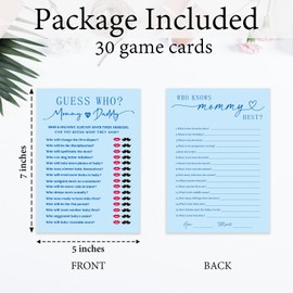 30 Sheets Minimalist Baby Shower Game Activity Supplies - GUESS WHO? and WHO KNOWS MOMMY? - Baby Shower Pink boys Double Sided Games Card, Advice Cards neutral, Party Game - A12