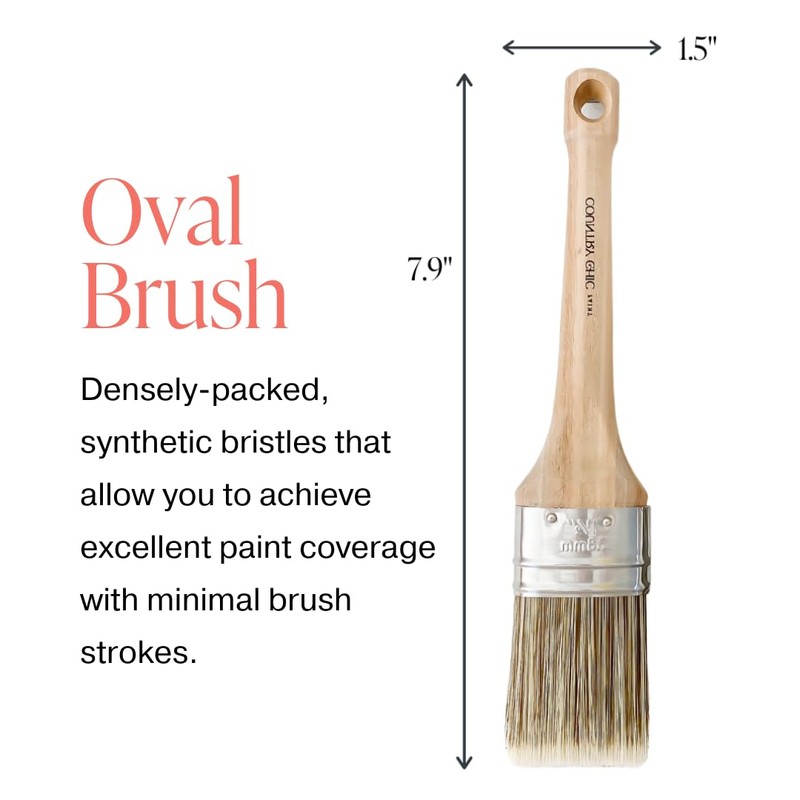 Chalk Style Paint Brush - Oval Brush with Synthetic Bristles
