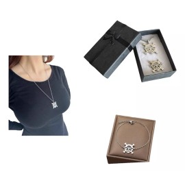 ARTIMATIC Collar One Piece + Pulsera Acero Inoxidable Luffy Anime