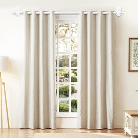 Curtain Rods No Drilling 48 to 84 Inch, HOTOZON 5/8 Inch No Drill Curtain Rods for Windows with Adhesive Brackets, Renter Friendly Adjustable Small Drapery Rod, White