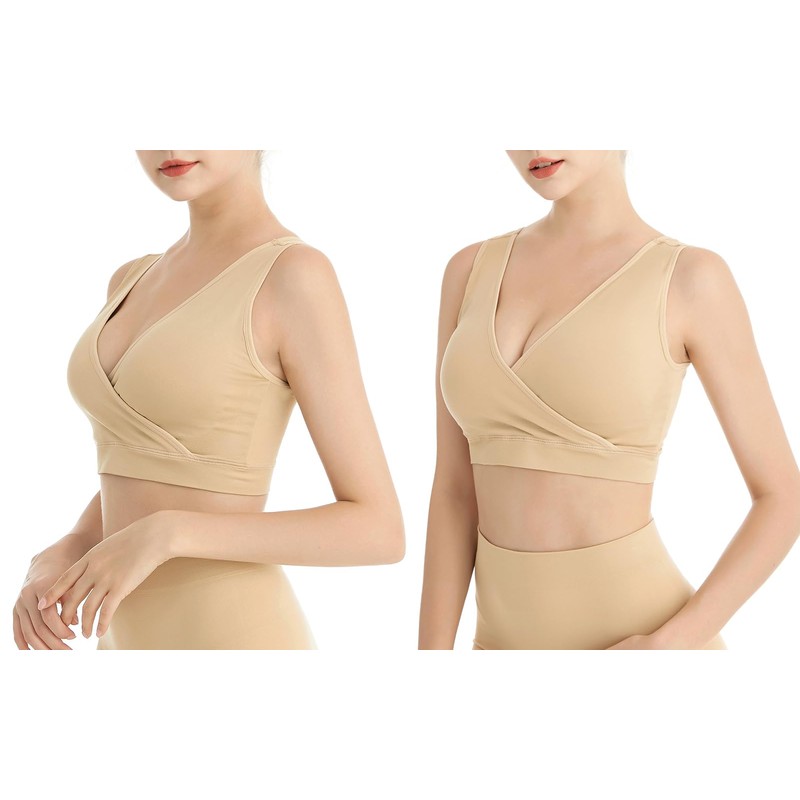 Lemef Pregnancy/Nursing/Sleep Bra, Seamless, Without Underwire, Pack of 3