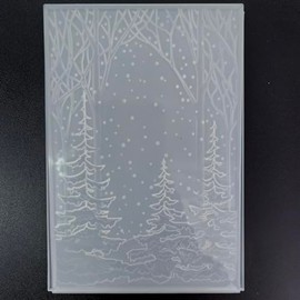 NZJ 3D Texured Merry Christmas Snowfall Tree Woodland Background Plastic Embossing Folders for Card Making Scrapbooking and Other Paper Crafts