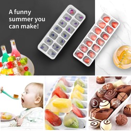 Ice Cube Trays 4 Pack, Airabc Silicone Ice Cube Trays with Removable Lid, Easy-Release Flexible 14-cube Ice Trays, LFGB Certified and BPA Free, Stackable Ice Trays with Covers for Cocktail, Freezer