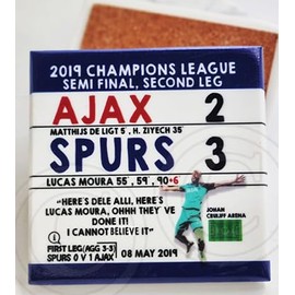 SPURS 3-2 Ajax, Tottenham Champions League Semi Final Marble Coaster,Retro, Spurs Marble coaster