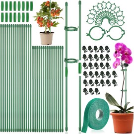 30 piezas Estacas para Plantas,Tutor de Soporte para Planta,Estacas para Planta Ajustable,Contiene Clips Plantas,tapa protectora,Conectores ,Velcro,para Orquídeas,Monstera,Tomate,Rosas,Enredaderas