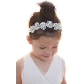 Bridal Crystal Flower Girl Headband Wedding Hair Accessories Hair Jewelry Rhinestone Jewelry Headdress Party Headband Hair Accessories (Silver, 36CM)