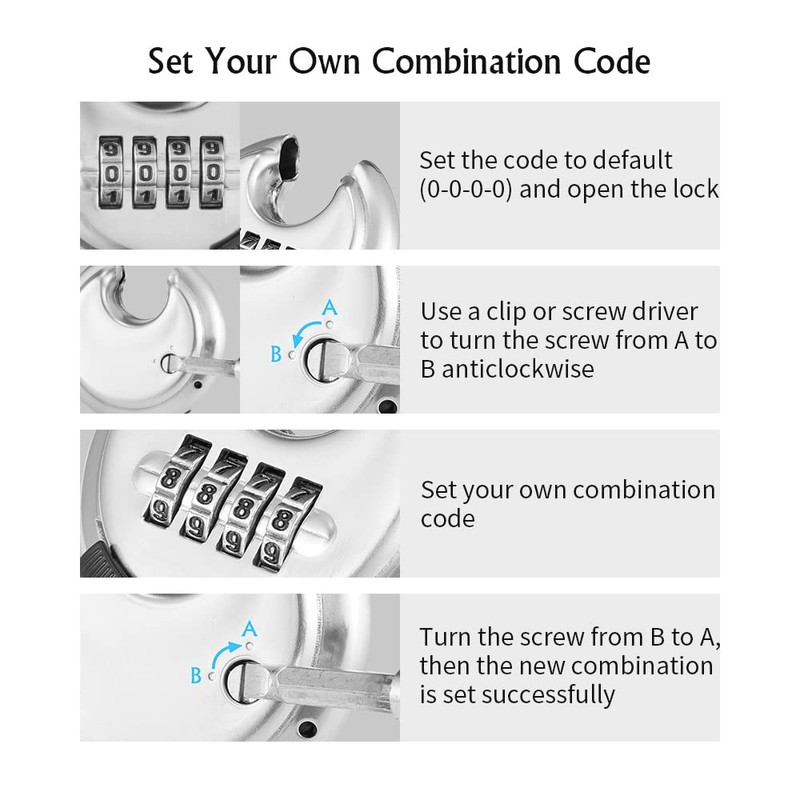 CINCINNO 4 Digit Combination Lock, Combination Disc Padlock with Hardened