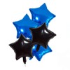5Pcs Blue Black 18 Inch Foil Star Heart Balloons,Natural Latex