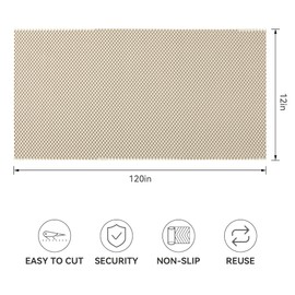 RAY STAR 12X48 Inch Shelf Liner for Kitchen Cabinets, Non-Adhesive Cabinet Liner Washable, PVC Drawer Liner for Dresser Non-Slip Bathroom Beige