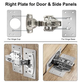 4Pack Cabinet Hinge Repair Plate with 2Pack Full Overlay Soft Closing Cabinet Hinges - Stainless Steel Hinge Repair Kit Plate for Cabinet - Hinge Fixing Plate Repair Piece with Mounting Screws