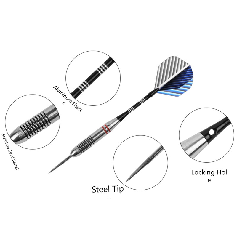 FUZVOL Professional Darts Set Steel Tip-Aluminum Stems Darts Flights with