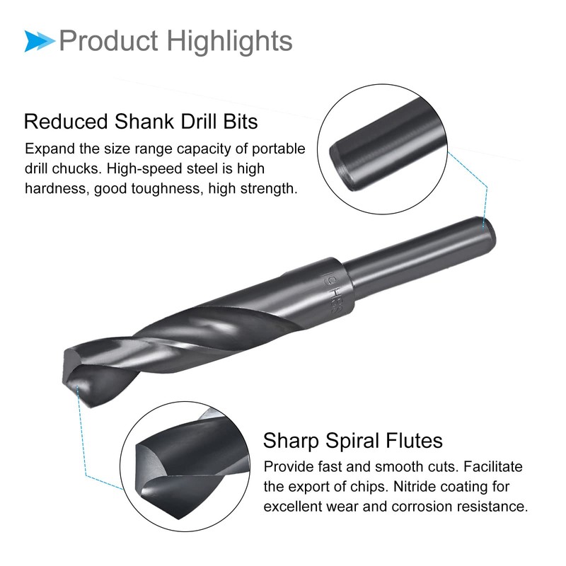 CoCud Reduced Shank Drill Bit, 19mm Cutting Edge 1/2" Shank,