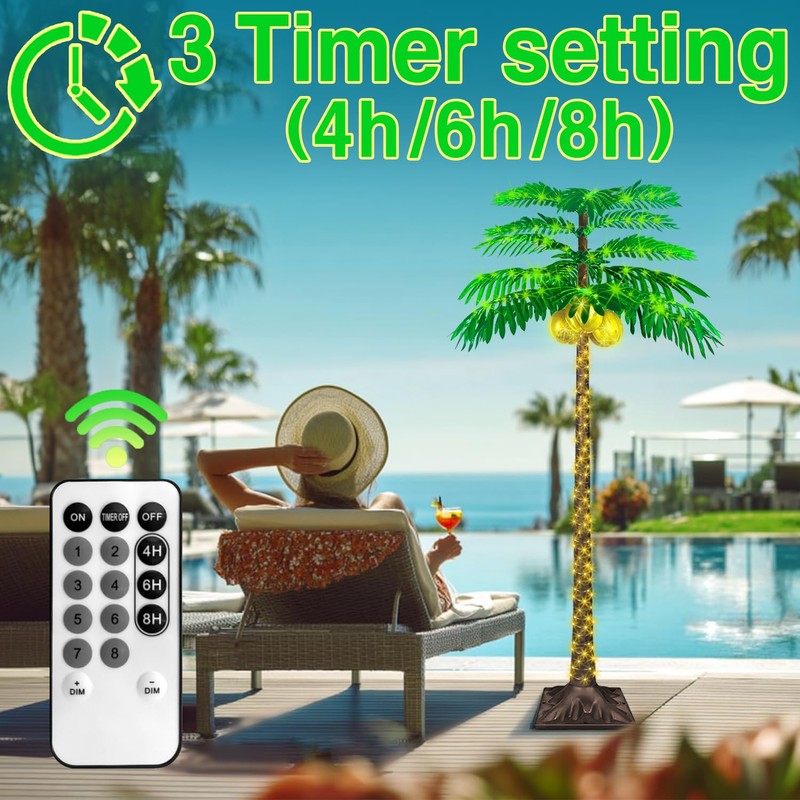 6FT LED Palm Tree with 421pcs Lights, Lighted Palm Tree