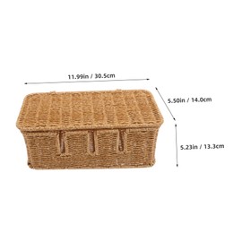 MAGICLULU Handwoven Cable Management Box Elegant Imitation Rattan Cord Organizer for Office Desk Multi Device Charging with Overheat Protection and Space Efficiency