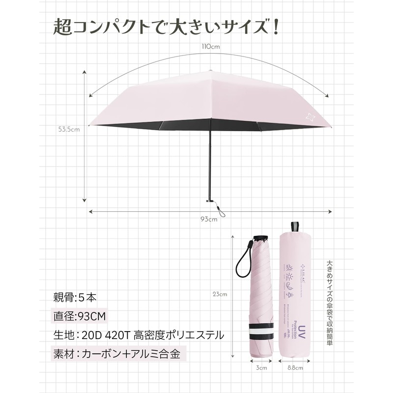 Lilac Folding Umbrella, Cherry blossom color, 55 cm