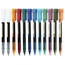 Rolling Ball Pens, Fine Point 0.5 mm Rollerball Pens with Quick-drying Ink, 11 Assorted Colors Retro Pens (5 Retro Colors + 5 Light Retro Colors + 2 Black)