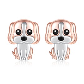 Beagle Dog Earrings Sterling Silver Cute Puppy Dog Beagle Hypoallergenic Ear Stud Animal Jewelry Gifts for Women Pet Lovers, Small, S925, No Gemstone