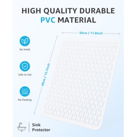 Bligli Mesh Sink Mat, 15.7 x 11.8inch Sink Prtector Mats for Kitchen Sinks, PVC Eco-Friendly Sink Protectors for Bottom of Sink, Fast Draining, Easy Cleaning, Clear