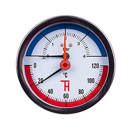 THERMIS Thermomanometer connection from the rear G1/2 (80 mm) 0-120°C (0-4 bar) temperature pressure gauge 3082
