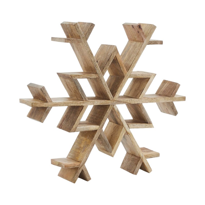 VHC Brands Natural Wooden Snowflake Small 17x17x2.75