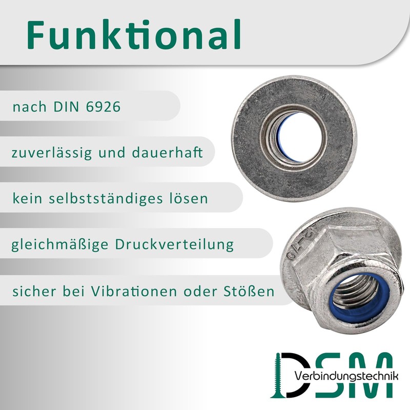 DSM - Flange Nuts M8 - A2/V2A Stainless Steel -