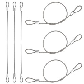 6PCS Stainless Steel Cable with Loops, Rope Lanyard Lock Security Chains Stage Light Safety Cables Wire Ropes with Lock for Outdoor Gates Stage Lighting Luggage