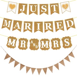 Just Married Girlande, Just Married Deko, Hochzeit Deko, Girlande Hochzeit, Just Married Hochzeitsdeko, Hochzeit Deko Banner, Hochzeitsdekoration, Hochzeitsgirlande für Party, Auto, Türdeko, Haus
