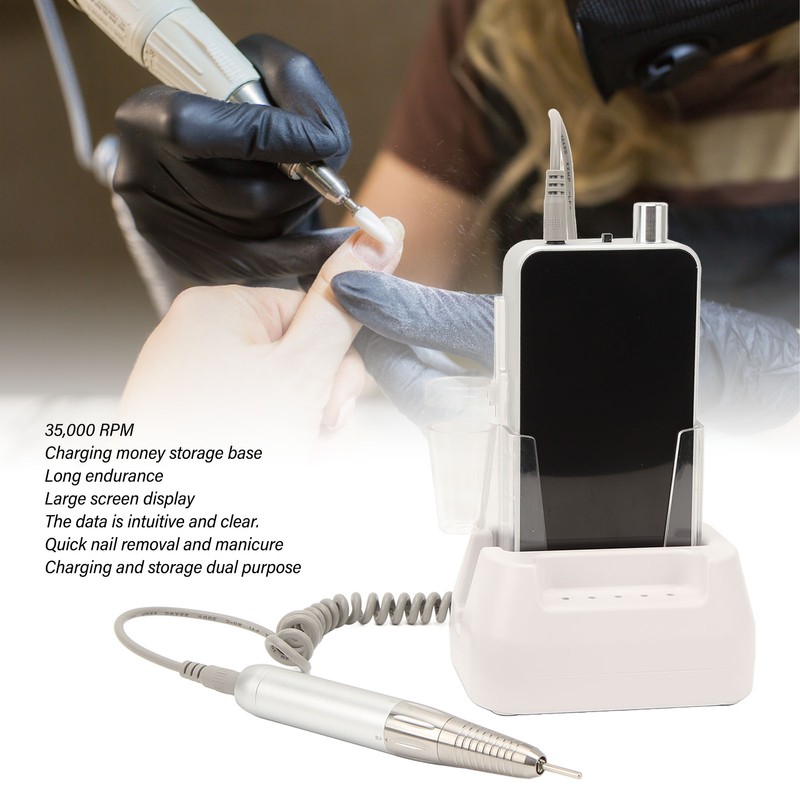 Rechargeable Manicure File 0 To 35000rpm Large Screen Display Electric