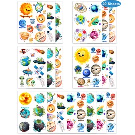 176 Pieces Planets Temporary Tattoos Stickers,20 Sheets Educational Planets Themed Tattoos Stickers Party Decoration Supplies Party favors for Kids Adults