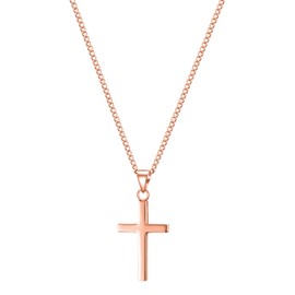 day.berlin Women's Cross Necklace Vice 18 K Gold-Plated 45 + 5 cm Variable Length Necklace with Cross Pendant (13 x 28 mm) Sturdy Curb Chain Made of 316L Stainless Steel, Nickel-Free and Waterproof,