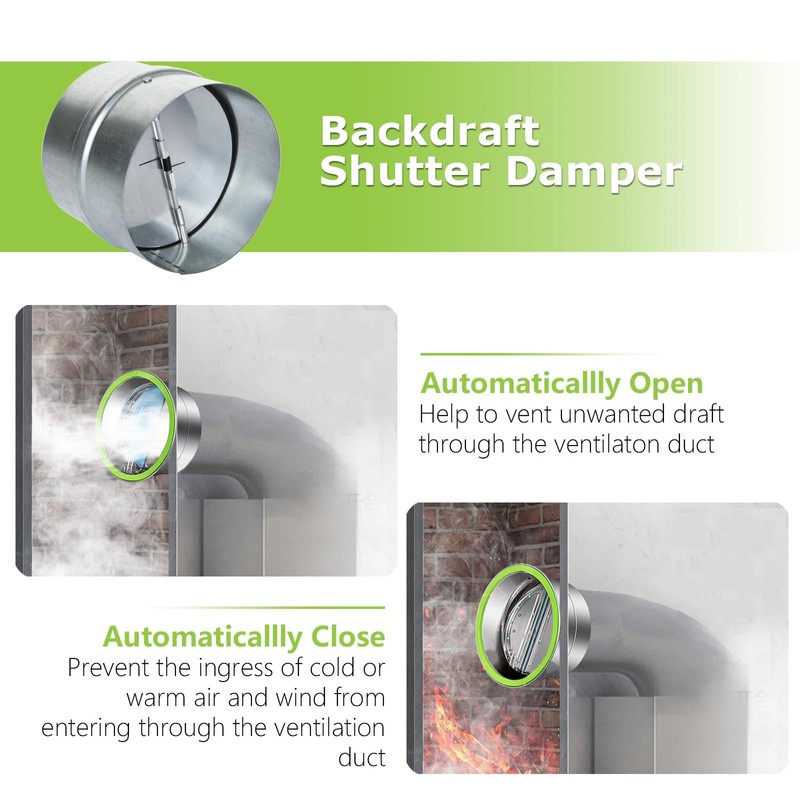 Wencheng 4 Inch Backdraft Damper, 2PCS Inline Springs Loaded Backflow