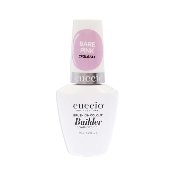 Cuccio Pro Brush-On Colour Builder Soak-Off Gel - Calcium Enriched - Easy Brush-On - Perfect Light Color - Reinforce, Build, Shape And Extend The Natural Nail - Bare Pink - 0.43 Oz Nail Polish