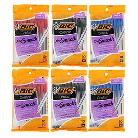 BIC Cristal Stic Ballpoint Pen, 1.0mm, Medium Point, Blue, Black & Red Ink, Pack of 60