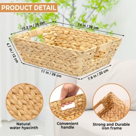 M4DECOR Set of 2 Wicker Storage Baskets, Trapezoid Wicker Basket with Handles, Storage Baskets for Organizing, Decorative Woven Basket for Pantry (2 Packs Trapezoid Medium)